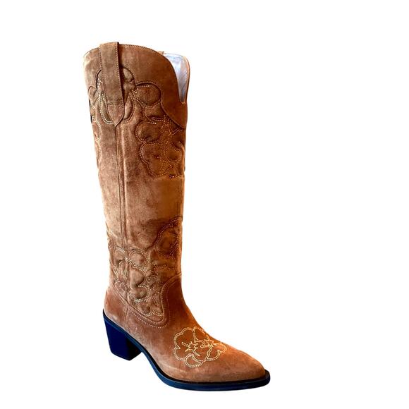 STUART WEITZMAN Felix Boots Brown Suede Made in Spain Size 37.5 | US 7 New - Picture 14 of 16